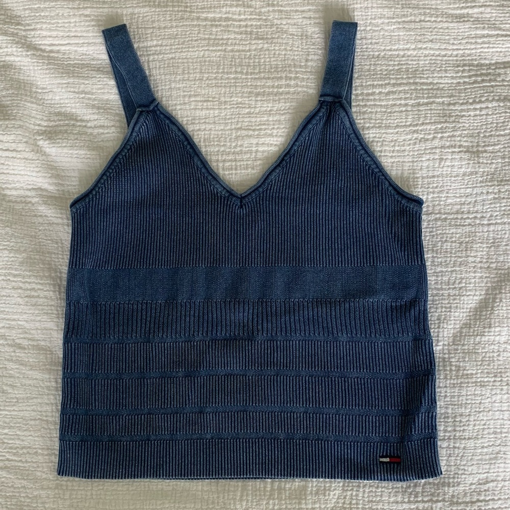 Tommy Hilfiger Jeans Sweater Tonal Tank Top | denim blue | Crop Top